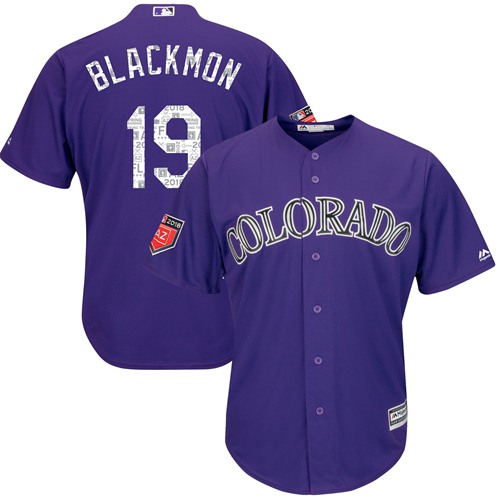 Rockies #19 Charlie Blackmon Purple 2018 Spring Training Cool Base Stitched MLB Jersey - Click Image to Close